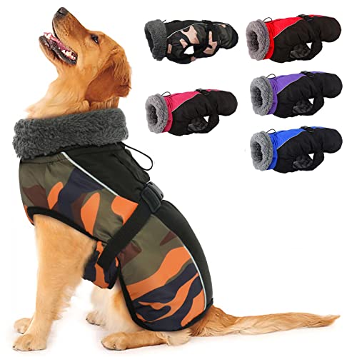 Wasserdichter Hundemantel Winter Warme Hundejacke, Hundebekleidung Outfit für kleine mittel große Hunde, Hundepullover mit Sicheren Reflexstreifen für Labrador Chihuahua Französische Bulldogge von Hjyokuso