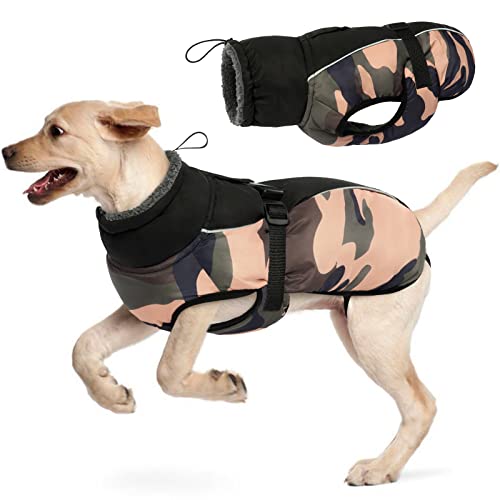 Wasserdichter Hundemantel Winter Warme Hundejacke, Hundebekleidung Outfit für kleine mittel große Hunde, Hundepullover mit Sicheren Reflexstreifen für Labrador Chihuahua Französische Bulldogge von Hjyokuso