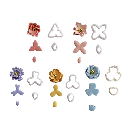 Hkfgdjdl 10 x Blumen-Ton-Ausstechformen für Ohrringe, 10 Formen, geometrische Blumen-Tonschneider für Schmuckherstellung von Hkfgdjdl