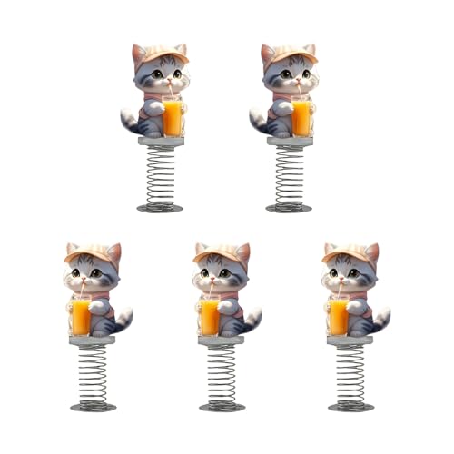 Hkfgdjdl 5 Stück flache 2D-Acryl-Katzen-Figuren mit Metallfeder für Auto-Armaturenbrett und Schreibtisch-Display Hkfgdjdl 5 Stück flache 2D-Acryl-Katzen-Figuren mit Metallfeder für Auto-Armaturenbrett und Schreibtisch-Display von Hkfgdjdl