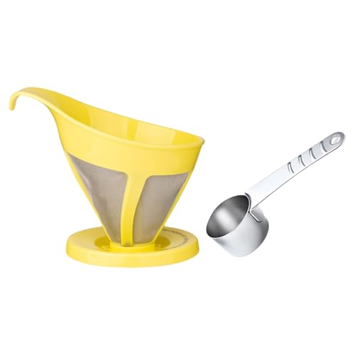 Hkfgdjdl Edelstahl Kaffeefilter Set mit HLB18 Messlöffel Maschen Filtertrichter Kaffeetrichter geeignet für Kaffee von Hkfgdjdl