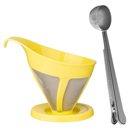 Hkfgdjdl Edelstahl Kaffeefilter mit Messlöffel Kaffeesieb Tropfkaffeetrichter geeignet für Kaffeemaschinen von Hkfgdjdl