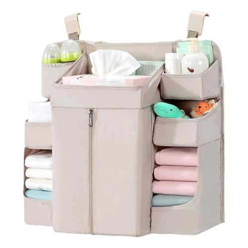 Hkfgdjdl Organizer zum Aufhängen mit mehreren Taschen für Babybett, Kinderzimmer, mit verstellbaren Trägern und nachhaltigem Fabr von Hkfgdjdl