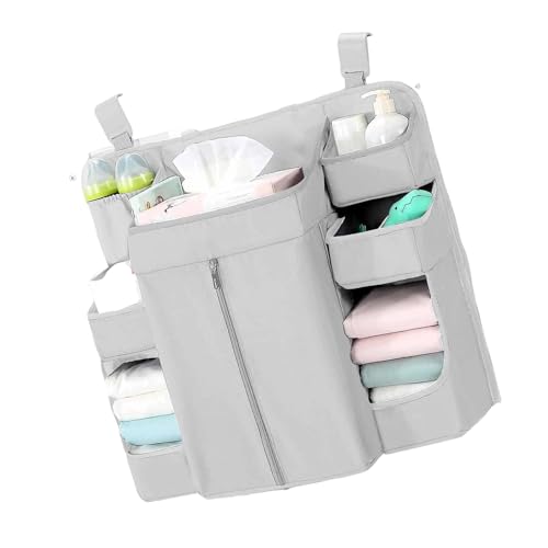 Hkfgdjdl Organizer zum Aufhängen mit mehreren Taschen für Babybett, Kinderzimmer, mit verstellbaren Trägern und nachhaltigem Fabr von Hkfgdjdl