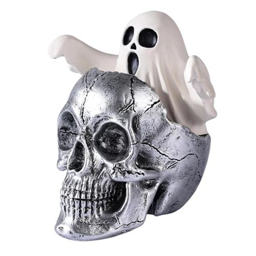 Hkfgdjdl Schreibtischstatue, Spekter und Totenkopf, Kunstharz, Skulpturen, Halloween-Skulpturen, Heimdekoration, für Schreibtisch, Regal, Party-Dekoration von Hkfgdjdl