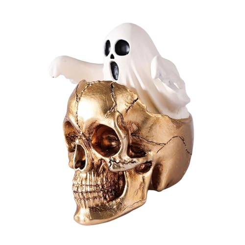 Hkfgdjdl Schreibtischstatue, Spekter und Totenkopf, Kunstharz, Skulpturen, Halloween-Skulpturen, Heimdekoration, für Schreibtisch, Regal, Party-Dekoration von Hkfgdjdl