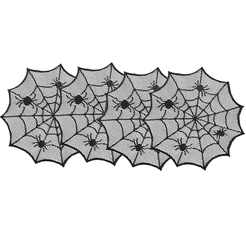 Hkfgdjdl Tischset mit Spinnweben, elegante Spinnennetze, Spitze, Deckchen, schwarze Spinnweben, Tischset für Heimdekoration von Hkfgdjdl