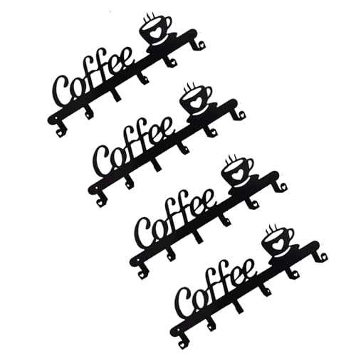 Hkfgdjdl Wandmontierter Metall-Kaffeebecher-Halter, funktionaler Kaffeebecher-Display-Halter, Wandhalterung mit Haken für Baristas-Werkzeuge von Hkfgdjdl
