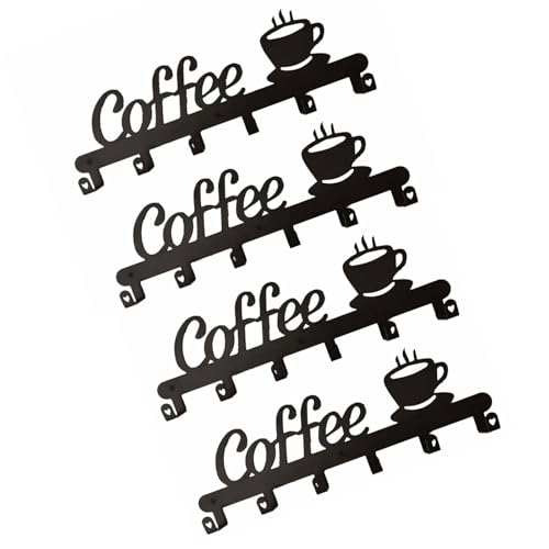 Hkfgdjdl Wandmontierter Metall-Kaffeebecher-Halter, funktionaler Kaffeebecher-Display-Halter, Wandhalterung mit Haken für Baristas-Werkzeuge von Hkfgdjdl