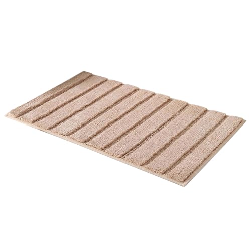Hkfgdjdl Wasserabsorbierende, gestreifte Badematte, rutschfester, sicherer Badezimmerteppich, weiches, bequemes Polyester, Badezimmerteppich, Badematten von Hkfgdjdl