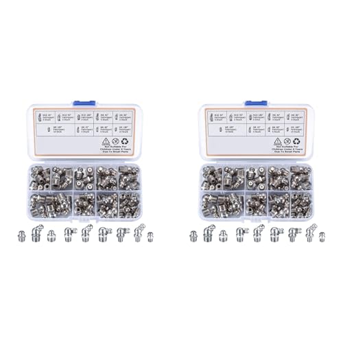 Hklshyd 120-Teiliges Metrisches Schmiernippel-Set, M6 M8 M10 45 90 Grad Hydraulisches -Zerk-Sortiment für Abgewinkelte Schmierfette Mechanisch Hklshyd 120-Teiliges Metrisches Schmiernippel-Set, M6 M8 M10 45 90 Grad Hydraulisches -Zerk-Sortiment für Abgewinkelte Schmierfette Mechanisch von Hklshyd