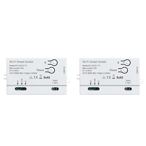 Hklshyd 2X Tuya WiFi Smart Switch DIY Timer 1CH 7-32V USB 5V 2,4G WiFi Hausautomationsmodul für Home IFTT von Hklshyd