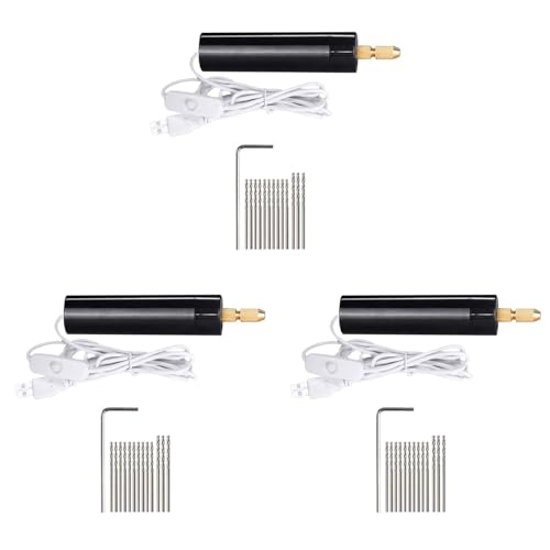 Hklshyd 3X 0,7-1,2 mm Mikro Elektrisches Hand Bohr Set für Harz, Elektrisches Mini Bohr GeräT für die Schmuck Herstellung Elektrisches Schraub Stock Kit von Hklshyd