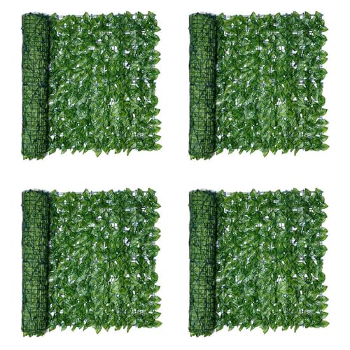 Hklshyd 4X 0,5X3 Meter Wand Pflanzen Zaun BläTter KüNstliche Faux Efeublatt Sicht Schutz Zaun Bildschirm Platten Hecke von Hklshyd
