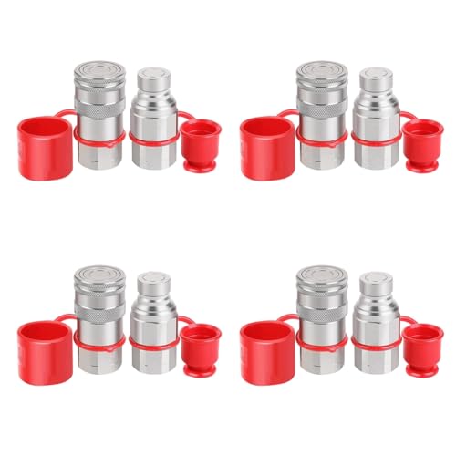 Hklshyd 4X 1/2-NPT-Hydraulikkupplung Kompaktlader-Flachgesichts-Schnellkupplungen mit 2 Staubkappen Hklshyd 4X 1/2-NPT-Hydraulikkupplung Kompaktlader-Flachgesichts-Schnellkupplungen mit 2 Staubkappen von Hklshyd