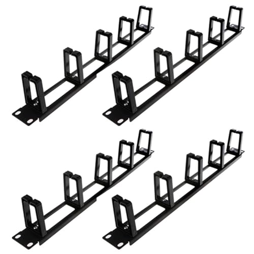 Hklshyd 4X 19 1U Rack Schränke Kabel Management Netzwerk Organisator Hohle Metall Basis FüNf Ringe Abnehmbarer Draht Manager Rahmen von Hklshyd