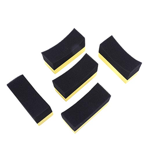 Hklshyd 5X Professionelle Automobil Auto Rad Wäscher Reifen Reifen Dressing Applikator Gebogene Schaum Schwamm Matte Schwarz + Gelb von Hklshyd