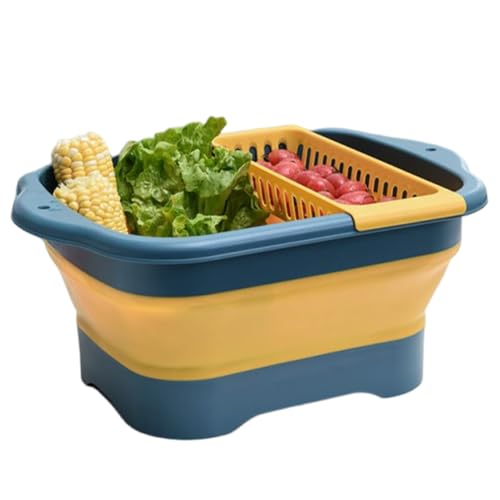 Hlagmix Campinggeschirrspülstation – Faltbare Campingspüle mit Ablaufstopfen | Küchenutensilien für Schüssel, Gemüse, Obst, Angeln, Terrasse, Hinterhof, Garten, Picknick von Hlagmix