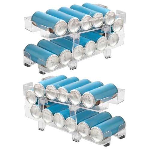 Hlagmix Dosenaufbewahrung, 2 x Limonadendosen-Organizer, Getränkeregale, verstellbare Breite, Korb, 2 Etagen, rollbarer einziehbarer Spender, stapelbar für Küche, Kühlschrank, Garage, Wohnmobil Hlagmix Dosenaufbewahrung, 2 x Limonadendosen-Organizer, Getränkeregale, verstellbare Breite, Korb, 2 Etagen, rollbarer einziehbarer Spender, stapelbar für Küche, Kühlschrank, Garage, Wohnmobil von Hlagmix