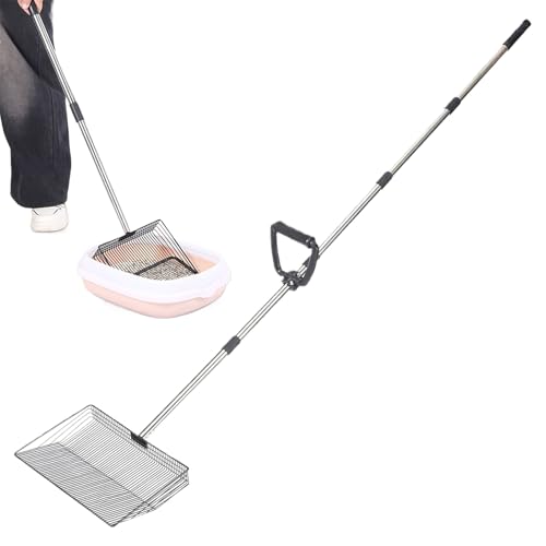 Hlagmix Hühnerstall Sandschaufel - Multifunktionale Einstreu-Sieb-Schaufel - Stabile Stallschaufel Mit Teleskopstiel Für Hühnerstall Hund Katze Kaninchen von Hlagmix