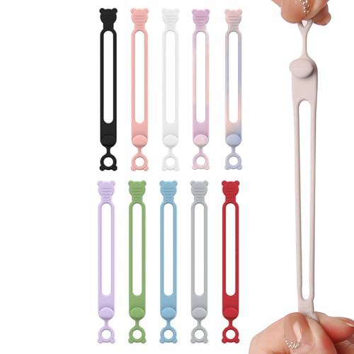 Hlagmix Kabelorganizer | 10 Stück Silikone Elektro Kabelbinder Set | Elastische Schnüre Wiederverwendbare Kabelmanagement Zur Befestigung Für Computer Auto Küche Reisen Zuhause Schreibtisch von Hlagmix