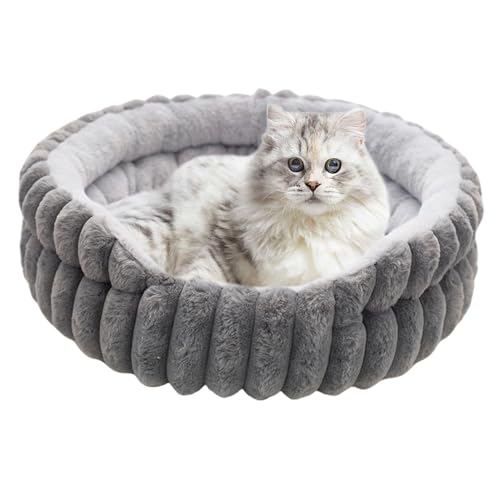 Hlagmix Katzenbett, stilvolle Katzenbetten, warmes Donut-Design, maschinenwaschbar, für Kätzchen, Outdoor, beruhigend, Welpen, schlafend, Tier, Reisen, Winter von Hlagmix