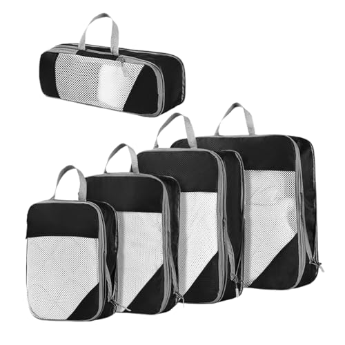 Hlagmix Reise Kompressionsbeutel | 5 Stücke Reiseorganizer Set - Wasserdichte platzsparende Faltbeutel für Reise Urlaub Flugzeug Geschäftsreise Koffer Kleidung Organisation von Hlagmix