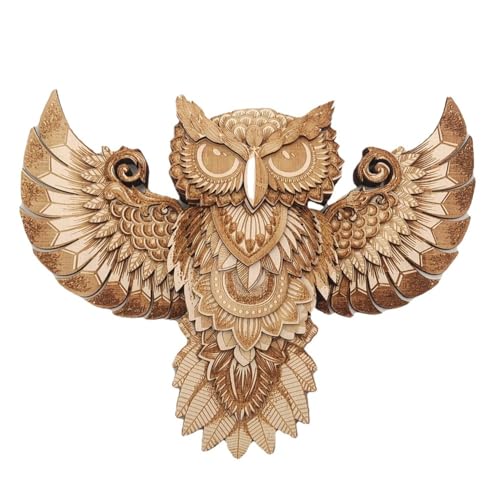 Hlennotor -, Holztier-Wandaufhänger, Heimdekoration, Eulen-Ornament, Rustikale Eulen-Wanddekoration von Hlennotor