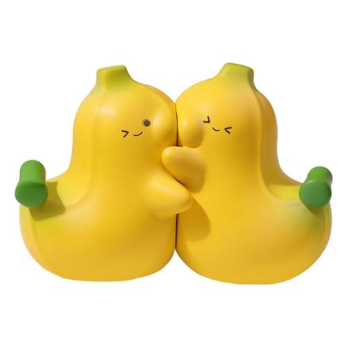 Hlennotor 1 Paar rutschfeste Buchstütze Dekorative Buchstopper Halter Buchregal Bananenformige Buchstütze Gelb für Zuhause, Schreibtisch, Büro von Hlennotor
