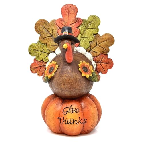 Hlennotor 1 Stück Kleine Mini-Kürbis-Truthahn-Skulptur, Thanksgiving-Tischdekoration, Rotes Kunstharz, Niedliche Tierskulpturen, Herbst-Haustische, Figuren von Hlennotor