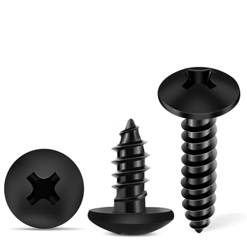 Hlennotor 100 Stück 6 X 5/8 18–8 (A2) Edelstahl-TraversenkopfPhillips-Holzschrauben, Schwarz Beschichtetes Vollgewinde, Einfach zu Verwenden von Hlennotor