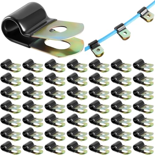 Hlennotor 100er-Pack Kabelklemmen mit Vinylbeschichtung, Kabelklemmen Aus Verzinktem Stahl, Drahtklemmen, Gummigepolsterte Isolierte Klemme von Hlennotor