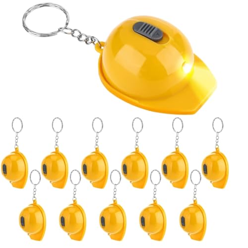 Hlennotor 12 St¨¹ck Bauparty-Mini-Taschenlampen-SCHL¨¹sselanh?nger, Miniatur-Bauhelm-Taschenlampe, Kleiner Sicherheitshut-SCHL¨¹sselanh?nger von Hlennotor