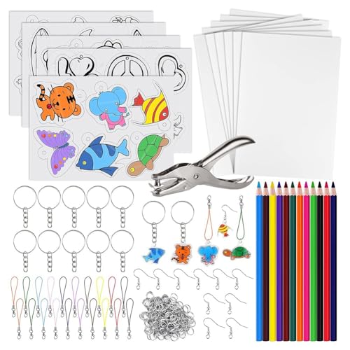 Hlennotor 168-Teiliges Set mit Schrumpffolien, Inklusive 15 Schrumpffolien-Kunstdruckpapier, Locher und 12 Buntstiften von Hlennotor