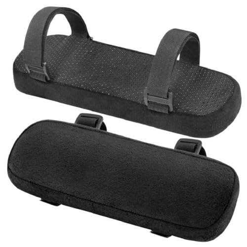 Hlennotor 2 Schwarze Armlehnenpolster, Verstellbarer Klettverschluss, Ellenbogenkissen, Memory-Schaum-Sesselbezüge von Hlennotor