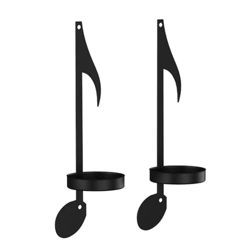 Hlennotor 2 Stück Musiknoten-Kerzenhalter, Schwarz, Musiknoten-Wandleuchte, Vintage-Kunst, Musiknoten-Stil, Kerzenhalter Aus, Einfach zu Bedienen von Hlennotor