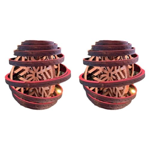 Hlennotor 2-Teilige 3D-Doppelspiral-Schneeflocken-Weihnachtsdekoration, 3D-Hölzerne Spiral-Schneeflocken-Weihnachtskugel-Hängedekoration von Hlennotor