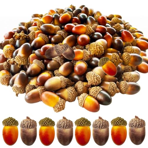 Hlennotor 200 Stück Mini-Künstliche Eicheln, Lose mit Natürlicher Kappe für Herbst-Thanksgiving-Halloween-Dekoration, Hochzeitsdekoration, Langlebig, Einfach zu Verwenden, von Hlennotor