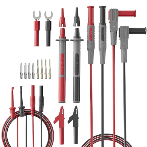 Hlennotor 22-Teiliges Silikon-Multimeter-Messleitungs- und Rücksonden-Kit - Hochwertige Modulare Voltmetersonden mit Krokodilklemmen von Hlennotor