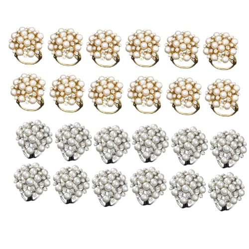 Hlennotor 24-Teiliges Set Perlenblume Serviettenschnallen Serviettenhalter für Hochzeit Bankett Zuhause Party Tischaccessoires Hlennotor 24-Teiliges Set Perlenblume Serviettenschnallen Serviettenhalter für Hochzeit Bankett Zuhause Party Tischaccessoires von Hlennotor