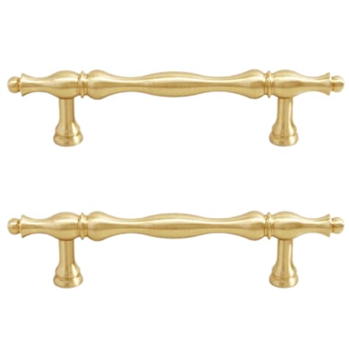 Hlennotor 2X Französische Leichte Luxus-Schubladengriffe Aus Messing, Möbelbeschläge, Küchenschrankgriffe in Gold, 96 Lochabstand von Hlennotor