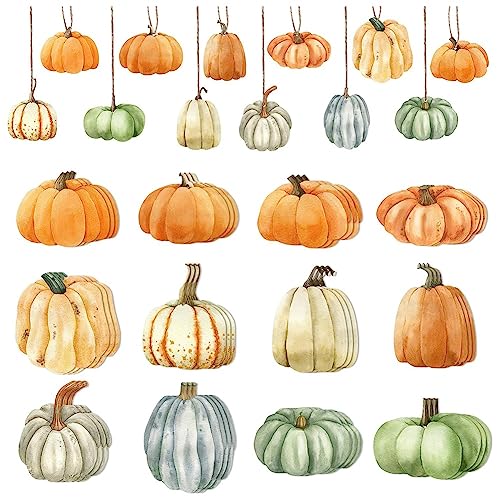 Hlennotor 36 Stück Herbst-Kürbis-Hängeornamente Aus, Halloween-Kürbisdekorationen, Kleine Hängeschilder für Erntedankfest und Ernte von Hlennotor