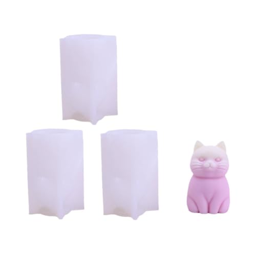 Hlennotor 3PCS Katze Silikon Kerzenform 3D Niedliches Kätzchen Gips Tier Seife Harz Kristall Herstellung DIY Schokoladenform Heimhandwerk von Hlennotor