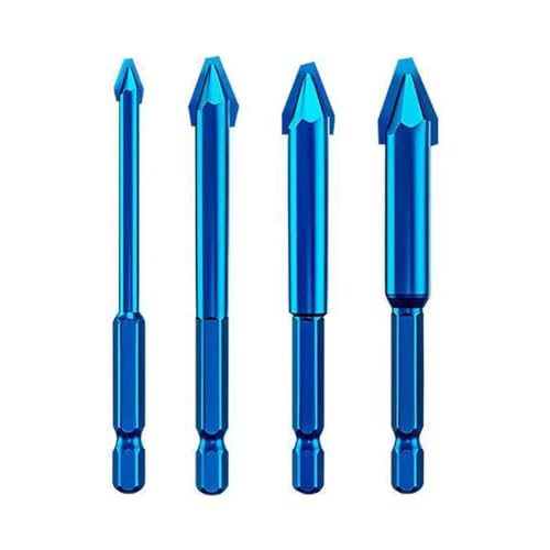 Hlennotor 4-Teiliges Satz Von Sechskant-Schaft-Hochhärte-Eck-Bohrer für Präzises Bohren Von Glas, Fliesen, Keramik, Steinplatten mit Dreieck-Bohrer 6-12mm, Langlebig und Fein Verarbeitet. von Hlennotor