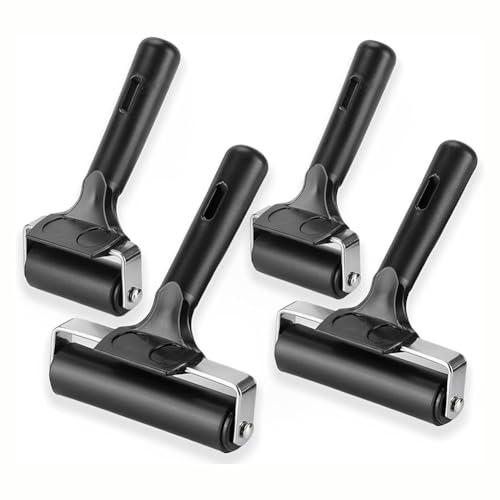 Hlennotor 4er-Pack Gummiwalze, Schwarze Tintenwalze, Werkzeug zum Basteln Von Tapeten, Stempeln und Kleben von Hlennotor