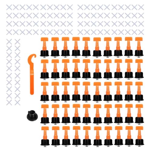 Hlennotor 50-Teiliges Fliesen-Nivelliersystem-Set mit Fliesennivellierer, Spezialschlüsseln und 2-Mm-Fliesenabstandshaltern, Langlebig, Einfach zu Bedienen von Hlennotor