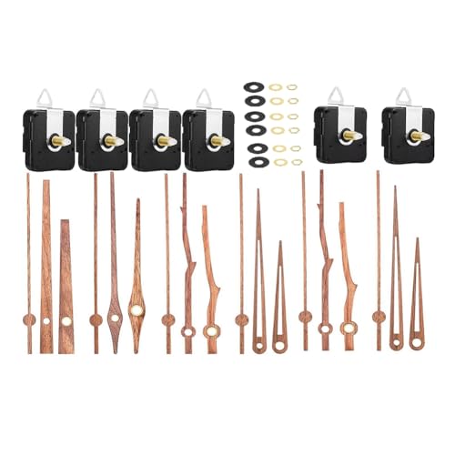 Hlennotor 6-Teiliges Quarzuhrwerk-Set mit 4 Arten Von Walnussholz-Uhrzeigern, Uhrzubeh?r, Uhr-Reparaturteile von Hlennotor