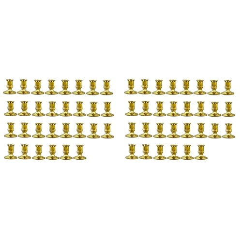 Hlennotor 60 Stück Goldene Stumpenkerzensockel, Stabkerzenhalter, Kerzenständer, Weihnachtsdeko von Hlennotor