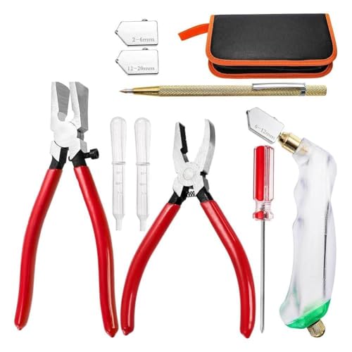 Hlennotor 9-Teiliges Glasbrecher- und Glasschneider-Set, Glasbrecher-Grozer- mit Gebogenen Backen, für Buntglas, Fliesen von Hlennotor