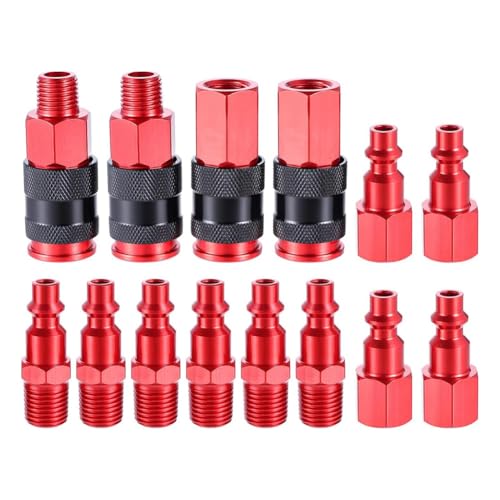Hlennotor Aluminium Schnellanschluss Luftschlauchanschläge, 1/4 "NPT -Stecker und Coppler -Kit (14 PCs) von Hlennotor